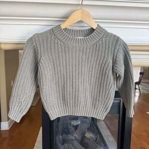 Quincy Mae Sage Green Chunky Knit Sweater Size 4-5